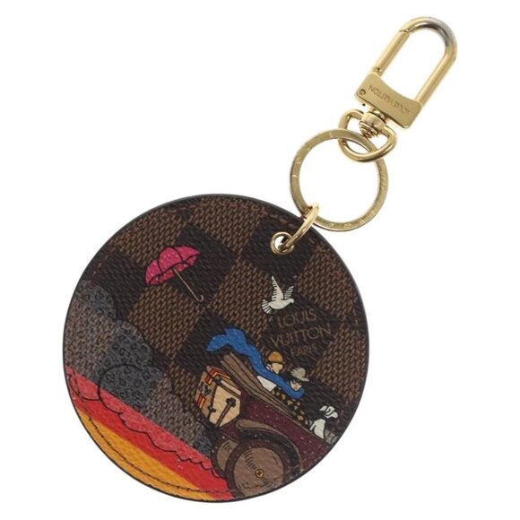 LOUIS VUITTON Damier Ebene Key Holder Illustre Charm - Picture 1 of 11